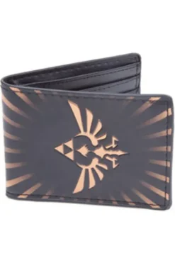 CARTERA: ESTILO BILLETERA CON LOGOTIPO ZELDA DORADO (COLOR NEGRO)
