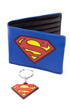 CARTERA: ESTILO BILLETERA SUPERMAN CLASSIC CON LLAVERO (COLOR AZUL) [CAJA]