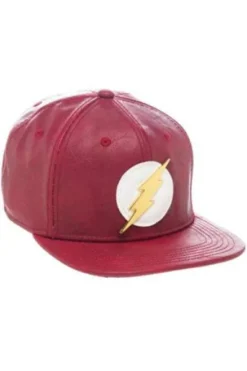 GORRA DE BEISBOL DC: FLASH LOGO (COLOR ROJO IMITACION CUERO)