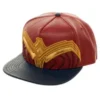 GORRA DE BEISBOL DC: WONDER WOMAN LOGO (COLOR ROJO Y AZUL ACABADO EN CUERO)