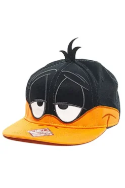GORRA DE BEISBOL LOONEY TONES: ROSTRO DEL PATO LUCAS (COLOR NEGRO Y NARANJA)